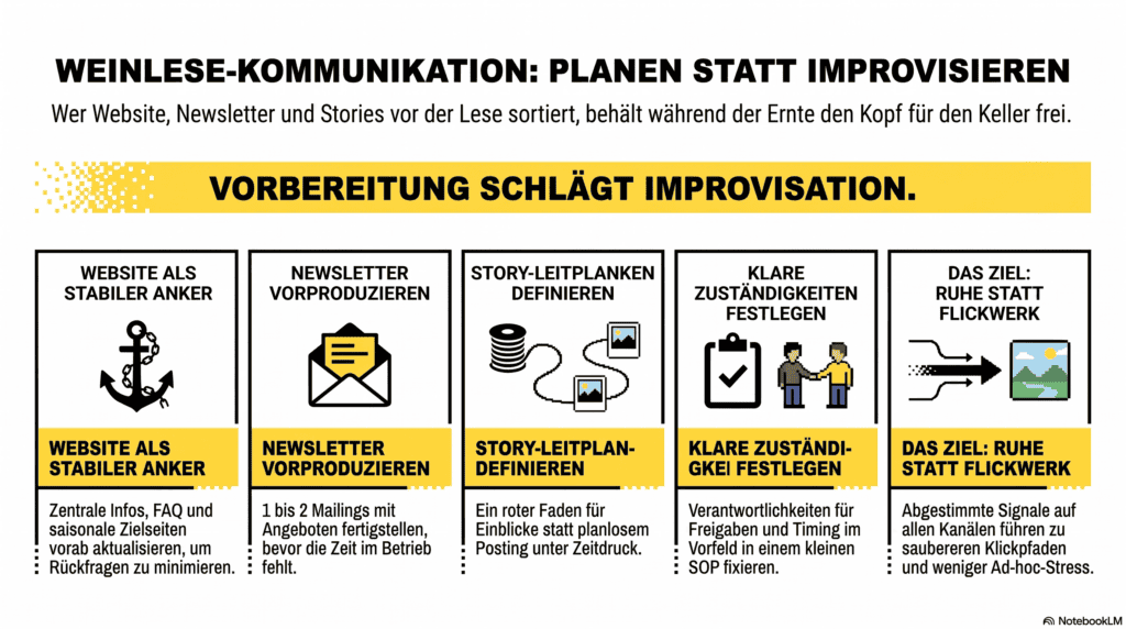 Weinlese-Kommunikation planen