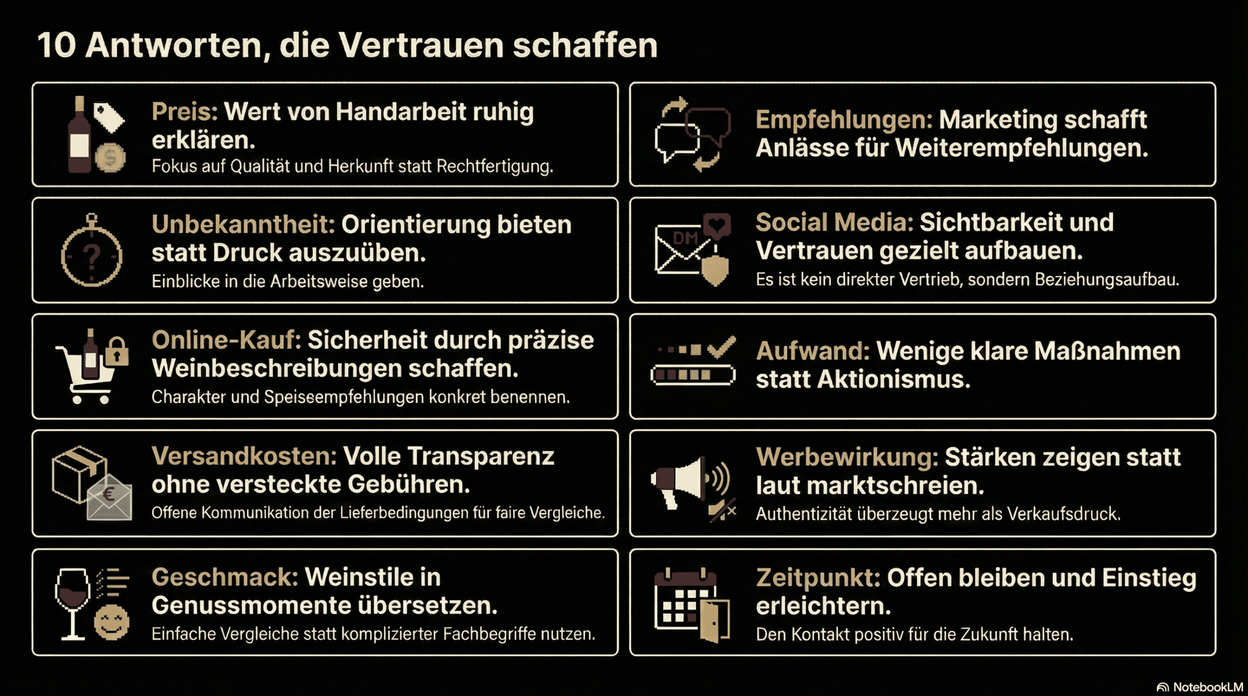 Einwand ABC im Weingut Marketing