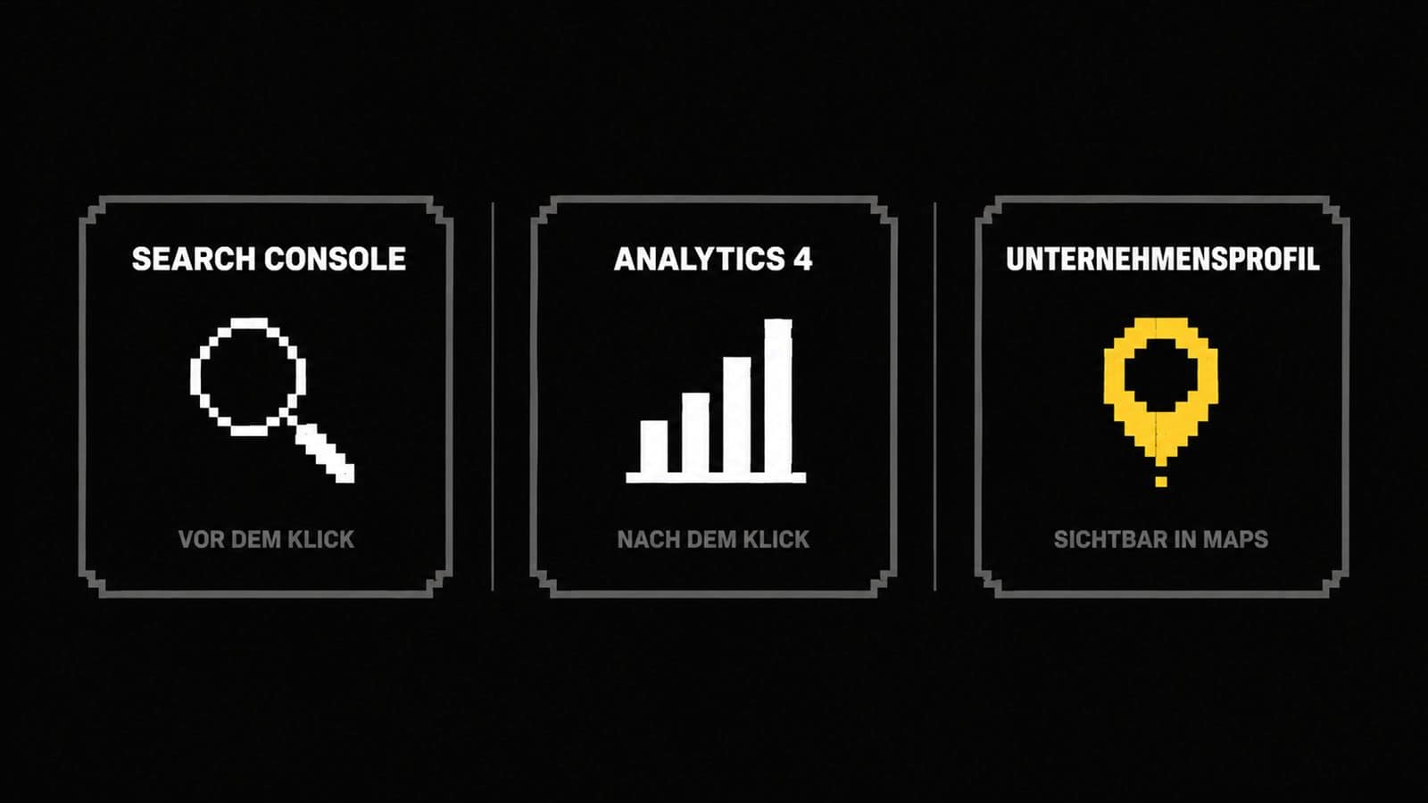 Aufgabenverteilung von Search Console, Analytics und Google Unternehmensprofil
