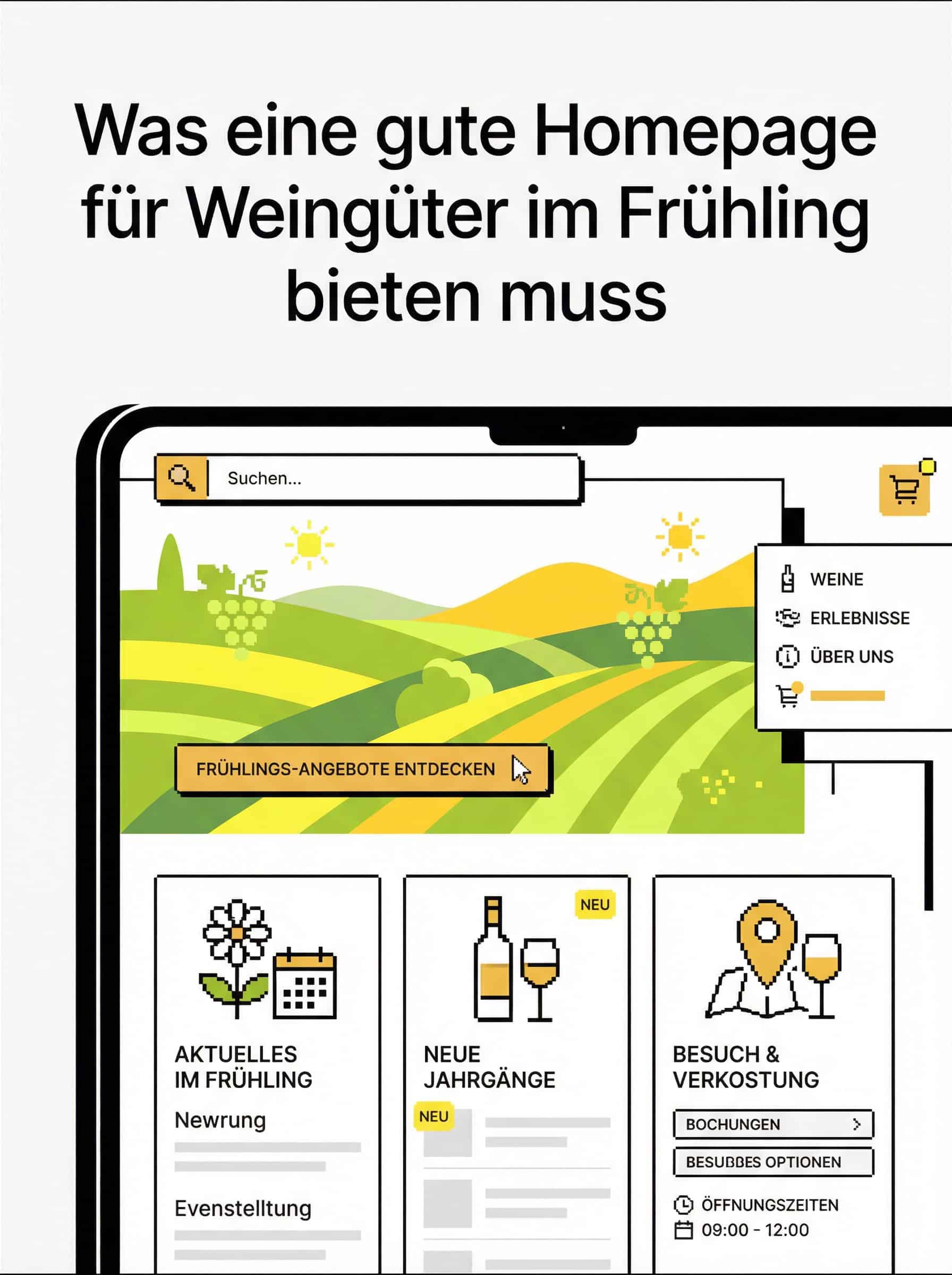 Was eine gute Startseite für Weingüter im Frühling leisten muss