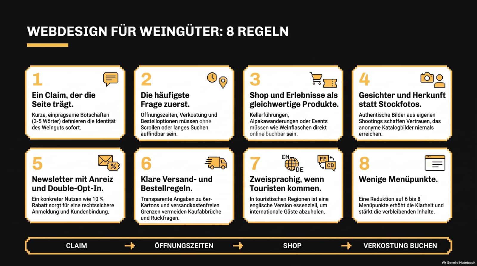 Webdesign Weingut: 8 starke Beispiele, die sofort wirken — Infografik