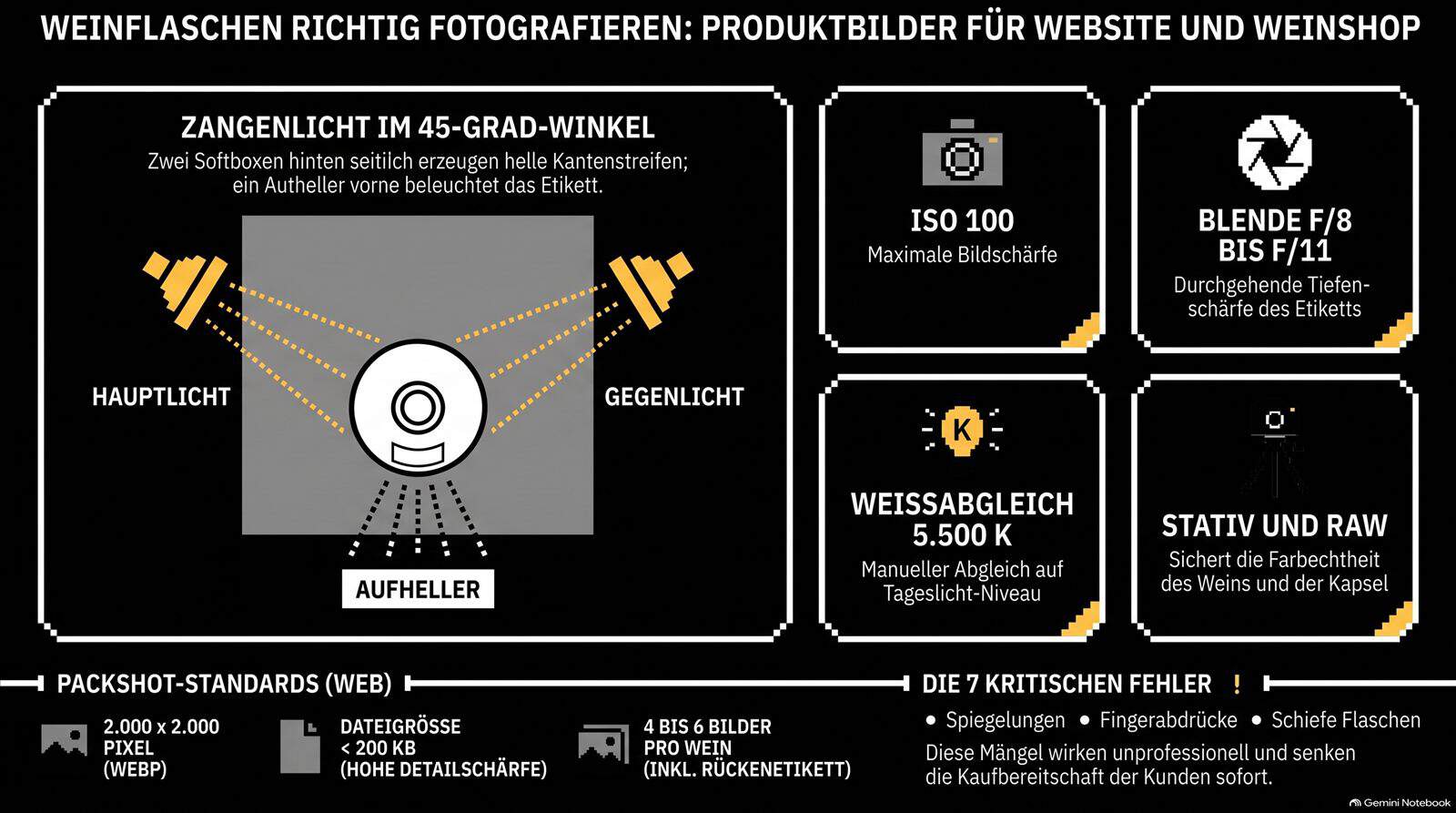 Weinflaschen fotografieren: 7 Fehler, die Käufer kosten — Infografik